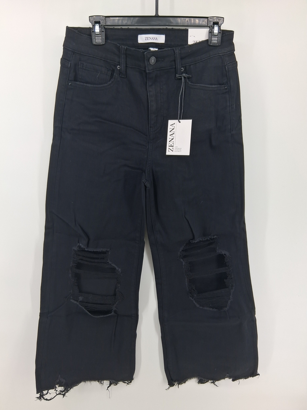 Zenana Outfitters Black Distressed Flare Jeans